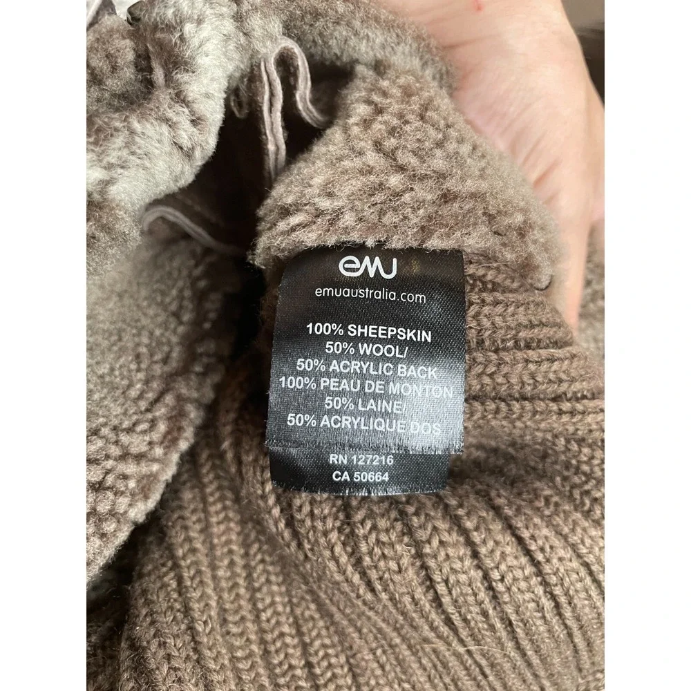 Emu Jacket Womens Small Sweater Moto Sheepskin Wool Australia Full Zip Stretch - Picture 7 of 8